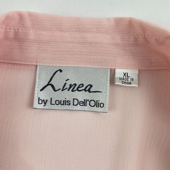 Lot of 2 Linea by Louis Dell O'lio Chiffon Button Front Blouses Pink Black Sz XL - Picture 6 of 9